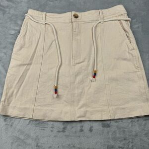 Madewell Skirt Size 6 Capital A-line Mini Natural Khaki Pockets Denim Rope Belt